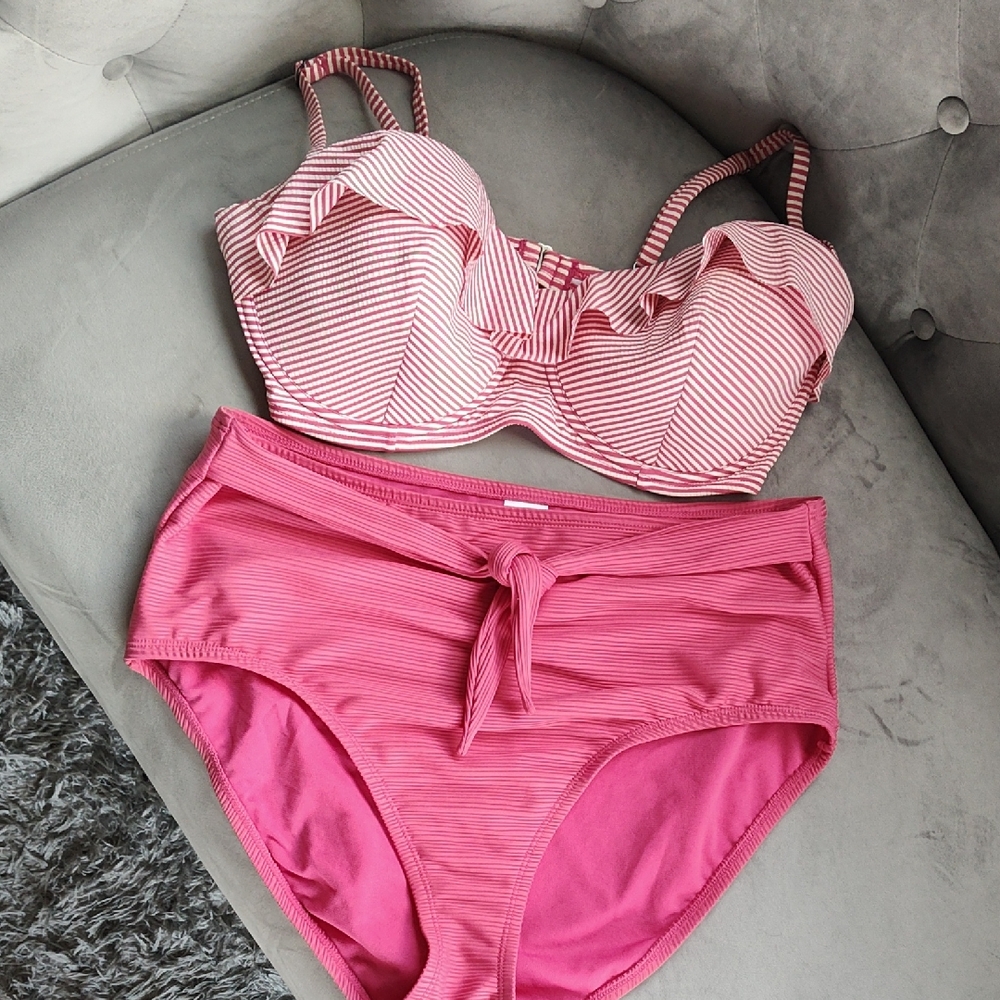 Striped Pink Bikini Set
